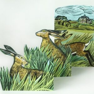 Hares and Open Fields Die-Cut Card