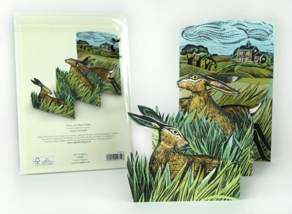 Hares and Open Fields Die-Cut Card - Image 2