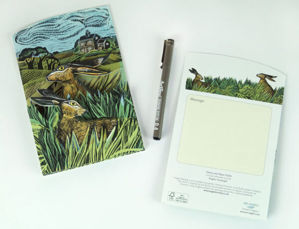 Hares and Open Fields Die-Cut Card - Image 3