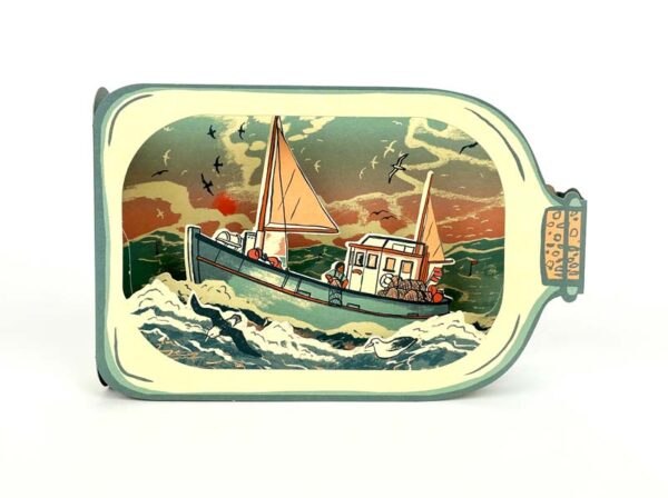Fishing Boat in a Bottle Die-Cut Card