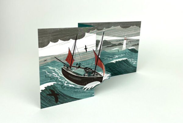 Lugger in a Storm Die-Cut Card